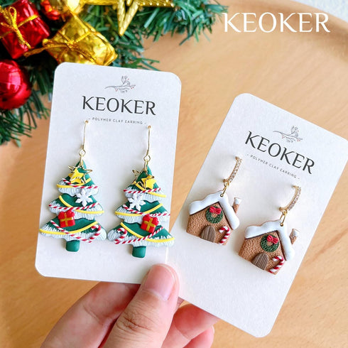 Keoker Christmas Polymer Clay Cutters, Polymer Clay Cutters for Earrings Christmas, 11 Shapes Christmas Clay Earrings Cutters, Winter Clay Cutters...