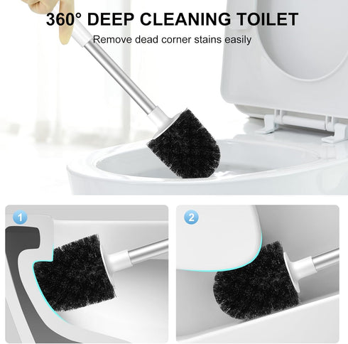 SetSail Toilet Brush and Holder, Automatic Bowl Brushes for Bathroom Ventilated Cleaner Scrubber Cleaning, White-pp...