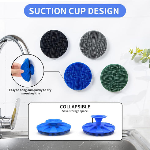 Silicone Sponge, BEAUTAIL Non-Scratch Scrub Sponges for Washing Dishes, Kitchen Fruit Vegetable Cleaning Brush, Long Lasting and Reusable Dishwash...