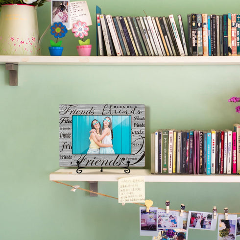 Wooden Photo Frame Friendship Gifts for Friends Bestie Woman BFF, Wooden Photo Frame with Iron Stand for Tabletop or Desktop Display, Home Table D...