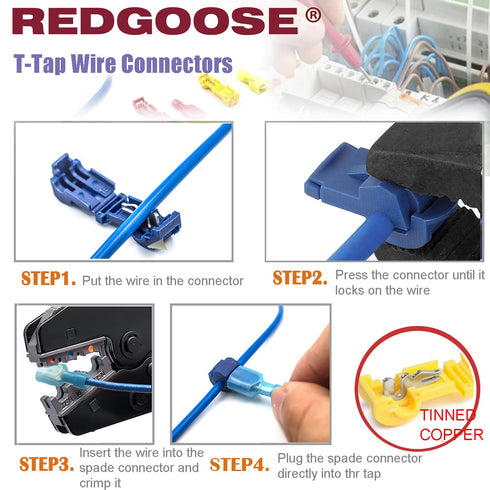 60PCS T Tap Wire Connectors, 22-10 AWG Quick Splice Wire Connectors(22-18AWG Red 10Pairs, 18-14AWG Blue 10Pairs, 12-10AWG Yellow 10Pairs)...