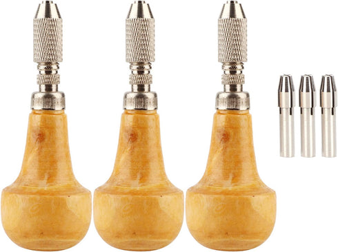 3 Set Pin Vise Chuck, Wooden Handle Pin Vise Set Chuck Pin Tong Vise Jewelry Production Making Tool...