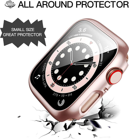 6 Pack Case for Apple Watch SE (2023 New) SE (2nd Gen)/6/SE/5/4 44mm with Tempered Glass Screen Protector, Hard PC Ultra-Thin Scratch Resistant Pr...