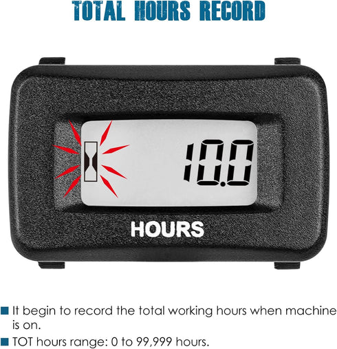 Runleader Digital Maintenance Hour Meter,AC/DC 5V to 277V for Garden Tractor Generator Scooter Club Car Forklift Leaf Trimmer etc.(1)...