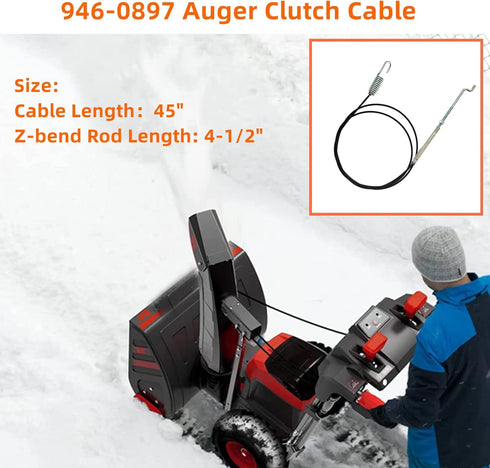 ZLIANGQ 946-0897 746-0987 Auger Clutch Cable for MTD Craftsman Ryobi Troy-Bilt Yard Machines Bolens Yard Man 2-Stage Snowblowers Replaces 746-0897...
