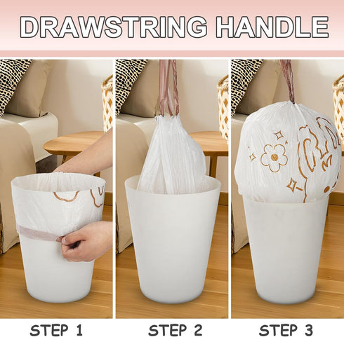 small trash bags 4 gallon- Unscented? Small Garbage Bags for Bathroom Office Bedroom,Mini printed small trash bag,cute small trash bag.60 Count...