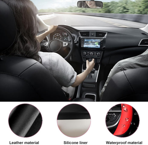 Car Steering Wheel Cover, Universal 15" Anti-Slip Auto Steering Wheel Protector for Men Women, Breathable Odor Free Leather Steering Wheel Car Acc...