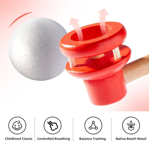 MiDeer Floating Blow Pipe Balls Game, Stress Reliever Balance Blowing Toys for Kids and Adults, Educational Wooden Blowing Toys Party Supplies...