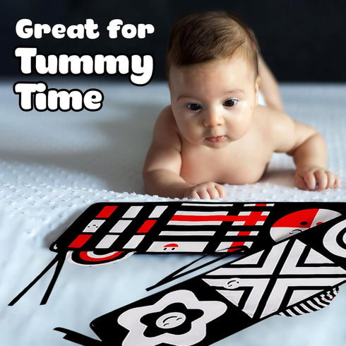 Black and White Baby Toys – High Contrast Soft Sensory Book with Mirror for Newborn Development, Perfect Tummy Time Toy for Infants 0-12 Months...