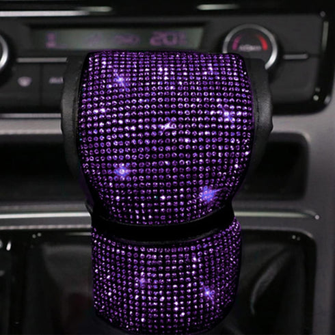 Plush Auto Gear Shift Knob Cover with Crystal Glitter Bling Rhinestones for Girls,Lady Universal Fit (Bling) (Purple)...