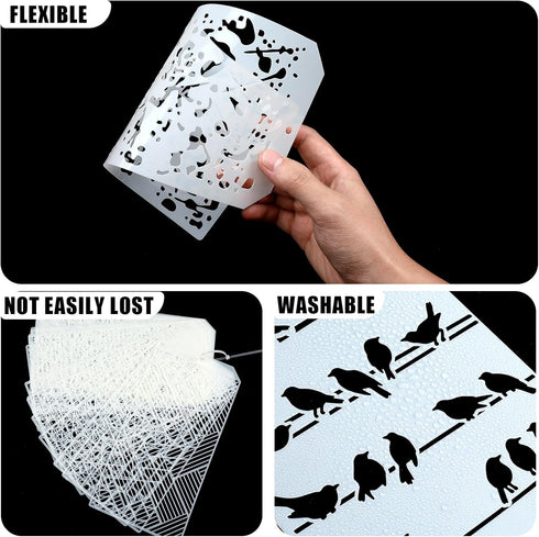 20 Pieces Reusable Border Stencils for Painting Cubist Leaf Stencil Template Geometric Leopard Camouflage Stencil for Wood DIY Craft Fabric Furnit...