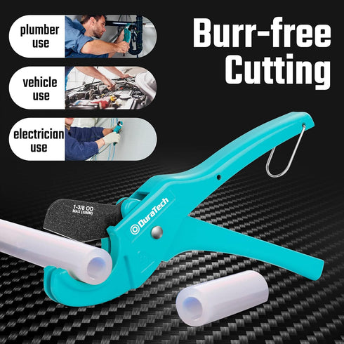 DURATECH PEX Pipe Cutter, Tubing Cutter for 1/8"-1" PEX and Rubber Hoses(NOT for PVC Pipe), with PTFE-Coated Sharp Blade, Suitable for Home and Pl...