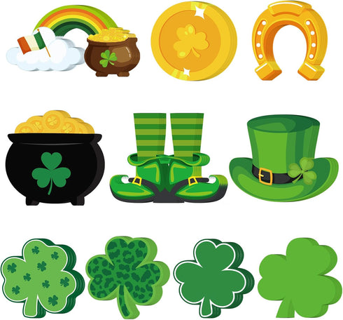 200 Pcs St Patrick's Day Shamrock Cutouts St Patrick's Day Bulletin Board Decor with 400 Shamrock Cartoon Irish Lucky Green Paper Cut Outs for St ...