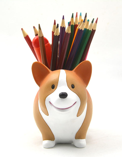 Creative Cute Desk Accessories Corgi Pen Pencil Holder with Phone Stand Pen Cup Office Decor Home Office School Desk Decor Corgi Gift for Women Me...