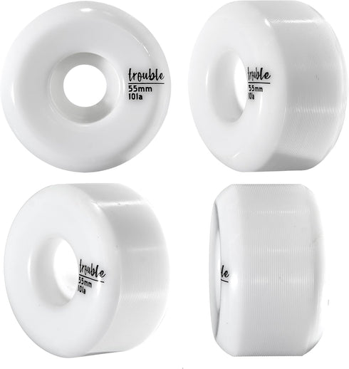 TROUBLE SKATEBOARDS Blank Wheels 55mm Skateboard White Blanks (W2)...