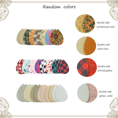 AOUXSEEM 401 Pcs Faux Leather Earrings Making Kit, Contains 120 Pcs Random Double Sided Teardrop Precut Earrings Pieces Hooks Jump Rings Opener Di...