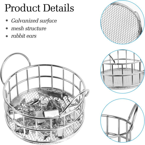 Silver Paper Clip Holder, Mesh Desk Accessories, Desk top Paperclips Metal Dispenser Organizer Desk Drawer Organizer, Small Office Supplies for Sc...