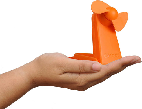 O2COOL Personal Battery Pocket and Table Desk Fan - Carabiner Clip - Flip Down Stand - Quiet - Foam Blades - Orange...