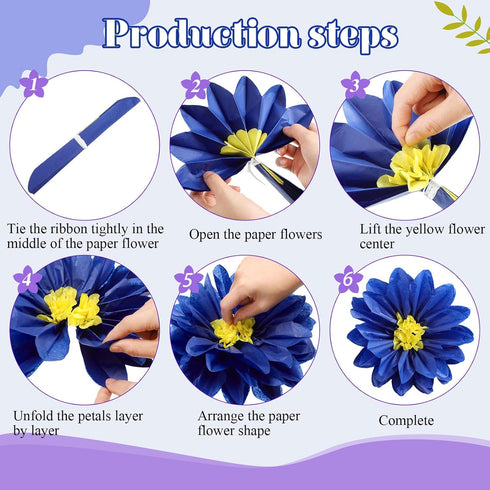 Geyee 18 Pcs Mexican Paper Flowers Colorful Fiesta Tissue Paper Flowers Pom Poms Mexican Carnival Paper Flowers for Floral Party Backdrop Wedding ...