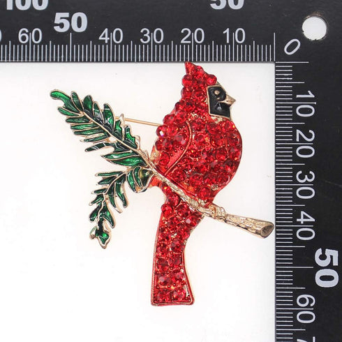 Red Rhinestone Northern Cardinal Brooch,Fashion Crystal Animal Birds Brooch for Women Christmas Bird Brooch...
