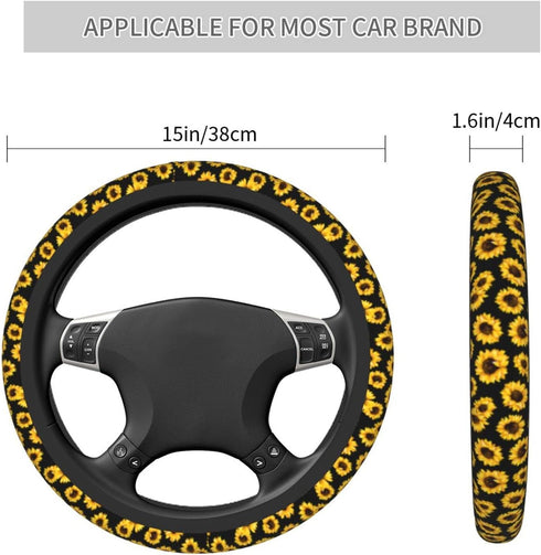 Sunflower Steering Wheel Cover 15 Inch Universal Neoprene Steering Wheel Covers for Women Men Car Steering Wheel Wrap Car Interior Protection Acce...