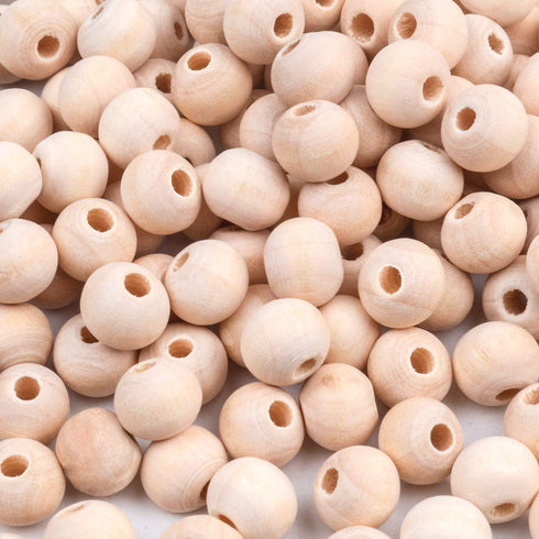 BronaGrand 300pcs 8MM Natural Color Round Ball Wood Spacer Beads Jewelry Findings Charms...