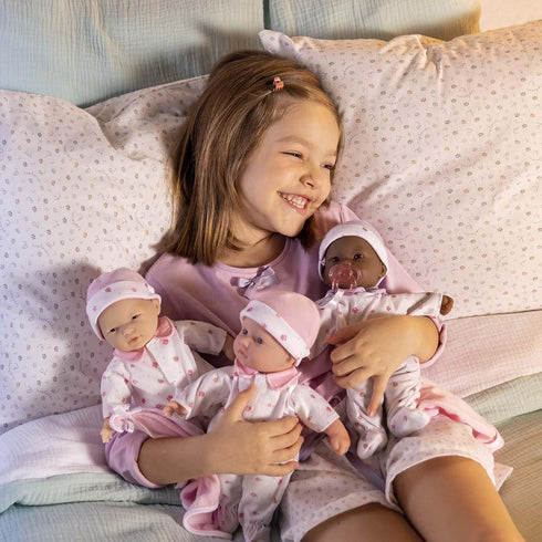 JC Toys La Baby Caucasian 11-inch Small Soft Body Baby Doll La Baby | Washable |Removable White & Pink Floral Outfit w/Hat, Pacifier & Blanket | f...