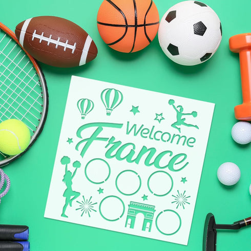 HOWAF 16pcs International Sports Go for The Gold Stencils, International Flags of The World Painting Stencils Decoration,2024 Paris Summer Games P...