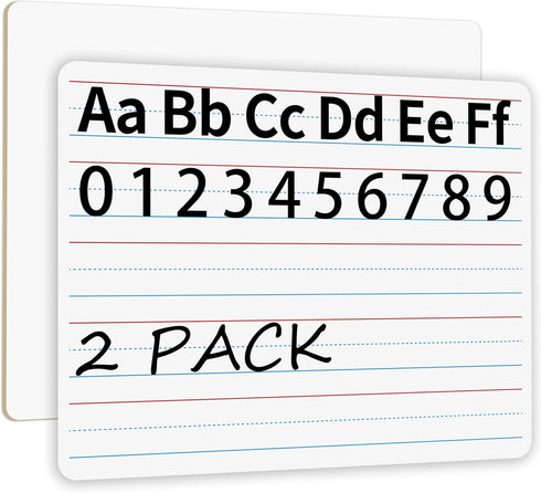 2 Pack Small White Board Set - Double Sided Dry Erase Ruled Lap Boards 9x12 Lined Whiteboard for Kids Student Learning for Student and Classroom U...