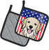 Caroline's Treasures BB2135PTHD American Flag and Golden Retriever Pair of Pot Holders Kitchen Heat Resistant Pot Holders Sets Oven Hot Pads for C...