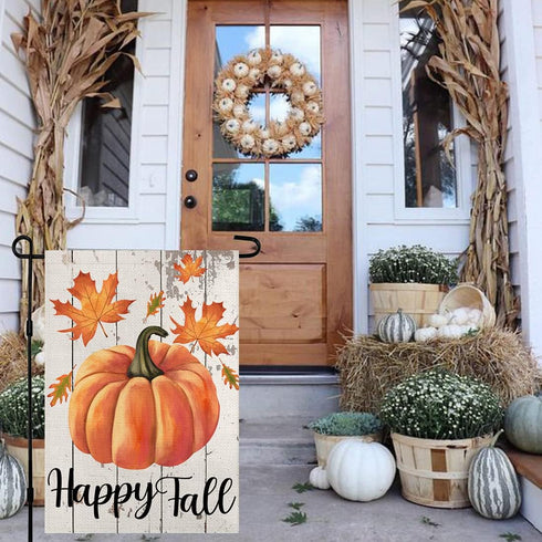 Happy Fall Garden Flag 12×18 Inch Double Sided Vertical Thanksgiving Yard Autumn Pumpkin Outdoor Decor DF076...