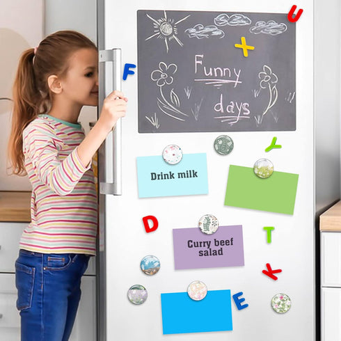 96pcs Craft Magnets Glass Magnet with Adhesive Backing and Transparent Clear Glass Cabochons for Craft DIY Fridge Refrigerator Magnets(Round, 1 In...