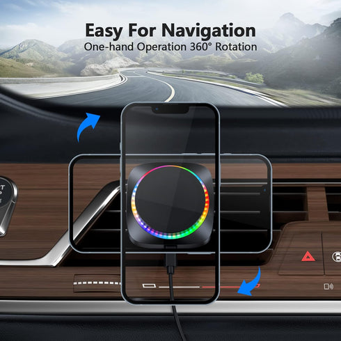Magnetic Wireless Car Charger Mount Mag Safe Car Charger for iPhone 14/13/12 Series Phones Charging Air Vent Magnet Car Phone Mount Holder for Cas...