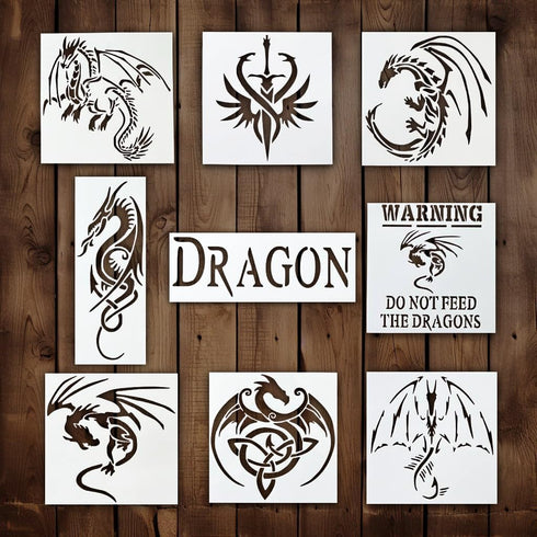 Dragon Stencil | Inspirational Fantasy Aztec Japanese Awesome Graffiti Dragon Stencils for Painting on Wood, Glass, Wall, Rock, Fabric, Walls, Gla...