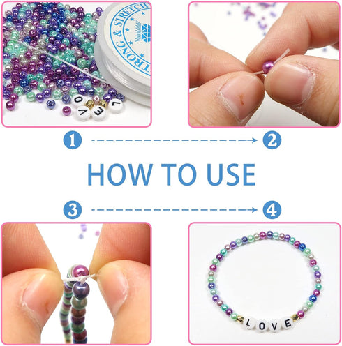TOAOB 1000pcs 4mm Blue Series Loose Round Glass Pearl Beads Spacer Beads for DIY Craft Necklaces Bracelets Jewelry Making...