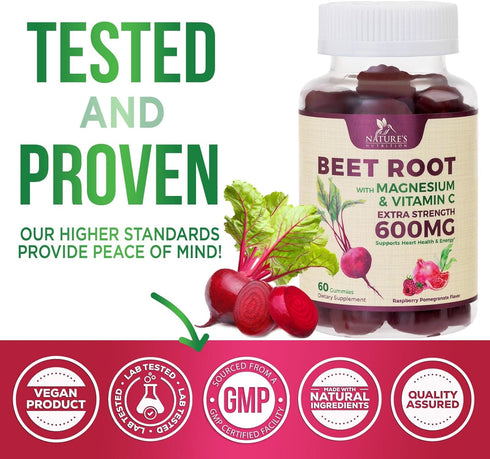 Beet Root Soft Chews with Beetroot - Energy & Heart Health Support Supplement, Supports Nitric Oxide Production, Vegan, Non-GMO, Superfood Beets R...