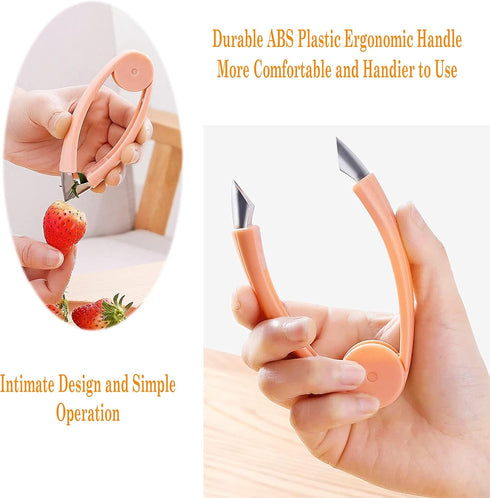 Strawberry Huller Stem Remover Tomato Corer Potato Tweezers Carrot Cutter Pineapple Peeler Clip for Fruit and Vegetable (Orange)...