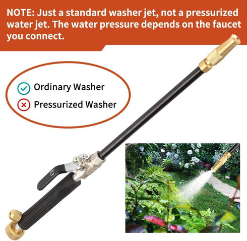 Hydro Jet Deep High Pressure Power Washer with Brass Garden Hose End Power 2 Nozzles for Home Outdoor Window Cleaning Car Water Washing Black(Adju...