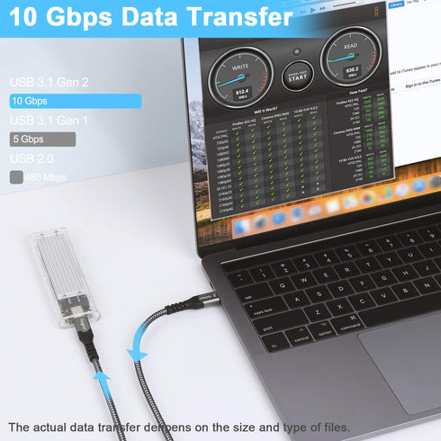 Fasgear USB C to USB C Cable, 6ft 10Gbps USB 3.1 Gen 2 Type C 100W Fast Charge 5A Power Delivery, 4K@60Hz Video Output, Compatible for Quest,MacBo...