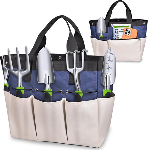 Gardening Tools Bag, 8 Pockets Garden Tote Storage Bag Garden Tool Kit Holder, Ideal Gardening Gifts for Women (Tools NOT Included)...