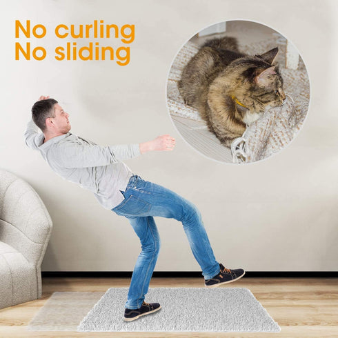 12Pcs Rug Tape, Dual Sided Washable Removable Prevent Curling Corner Carpet Holder, Keep Rug in Place Non Slip Adhesive Rug Stickers,Hardwood Floo...