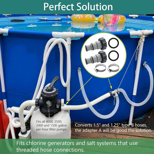 Pool Hose Adapter 1 1/4 to 1 1/2 Pool Hose Adapter 1.25 to 1.5 Pool Hose Adapter 1 1/2 Pool Hose Adapter 1 1/4 Hose Adapter Pool 1.5" and 1.25" Ty...