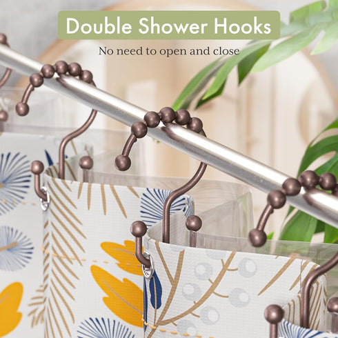 Amazer Shower Curtain Rings, Stainless Steel Shower Curtain Hooks Rings, 12 Pcs Double Glide Shower Rings for Bathroom Shower Curtain Rods Dual Ru...