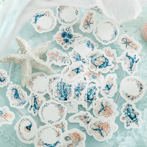 Coral Stickers, Obujopal 46pcs Ocean Theme Stickers for Junk Journal Scrapbooking Planners Diary Notebooks Album Water Bottle Phone Cases Art Craf...