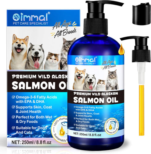 Salmon Oil for Dogs & Cats,Fish Oil for Dogs,Omega 3 Fish Oil for Dog's Skin and Coat,Supports Healthy Dog Skin and Coat Supplement, Contains Omeg...