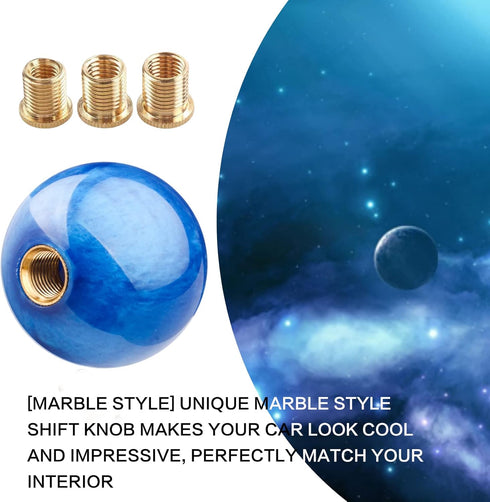 Round Ball Shift Knob Universal Marble Style Gear Shift Knob 5 6 Speed for Manual Automatic Vehicles with Adapters (Dark Blue)...