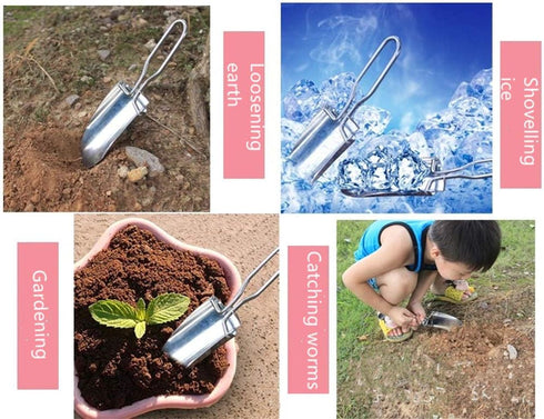 Garden Trowel Mini Outdoor Foldable Hand Shovel (Olive & Silver-2pcs)...