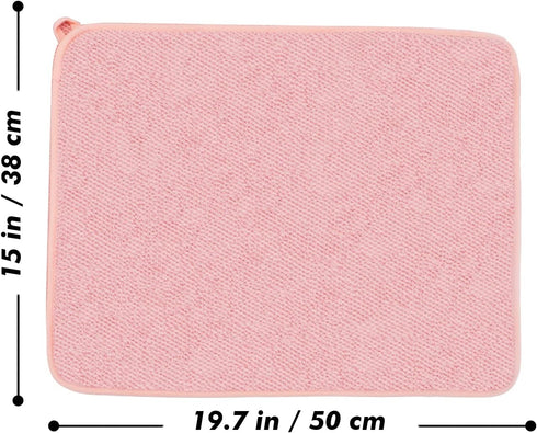 Dish Drying Mat for Kitchen Counter, Microfiber Dish Drying Pad 2 Pack Large Size Absorbent Dishes Drainer Mats (pink)...