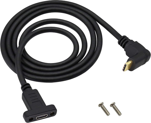 90 Degree USB 3.1 Type C Panel Mount Cable Gen 2 Up&Down Angle Type C 3.1 Female Panel Mount to Male Cable,Supports Charging,Data,Audio,Video Cabl...
