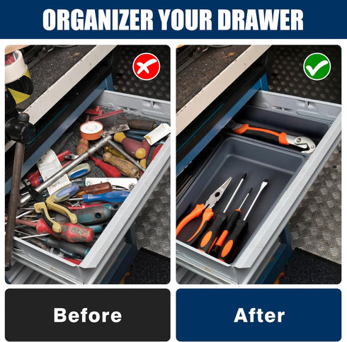 Tool Box Organizer Tray Divider, Toolbox Desk Drawer Organizer with 3 Sizes, Organization and Storage Toolbox for Garage Accessories...